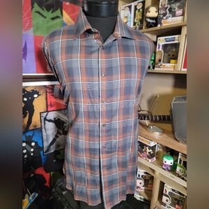 Joseph Abboud rust plaid casual dress shirt